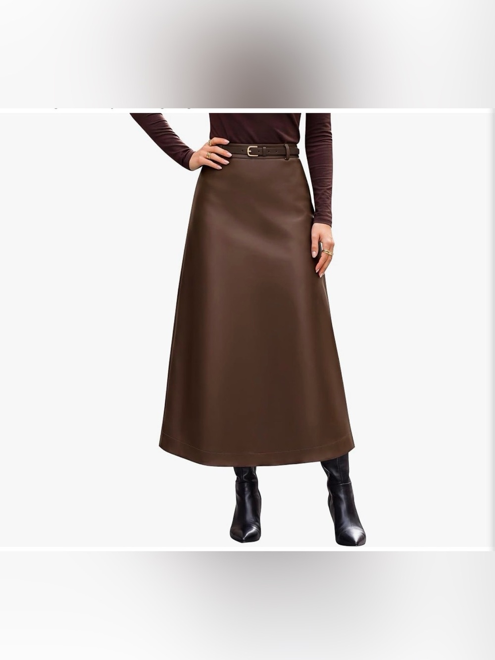 Blooming Jelly Brown A-Line Faux Leather Maxi Skirt NEW MEDIUM or LARGE